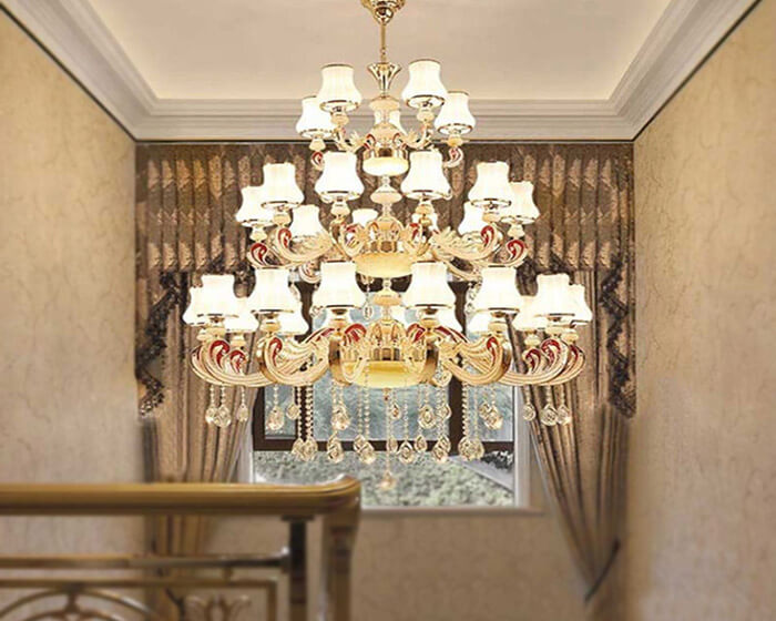 奢華別墅吊燈_別墅大堂吊燈非標(biāo)定制